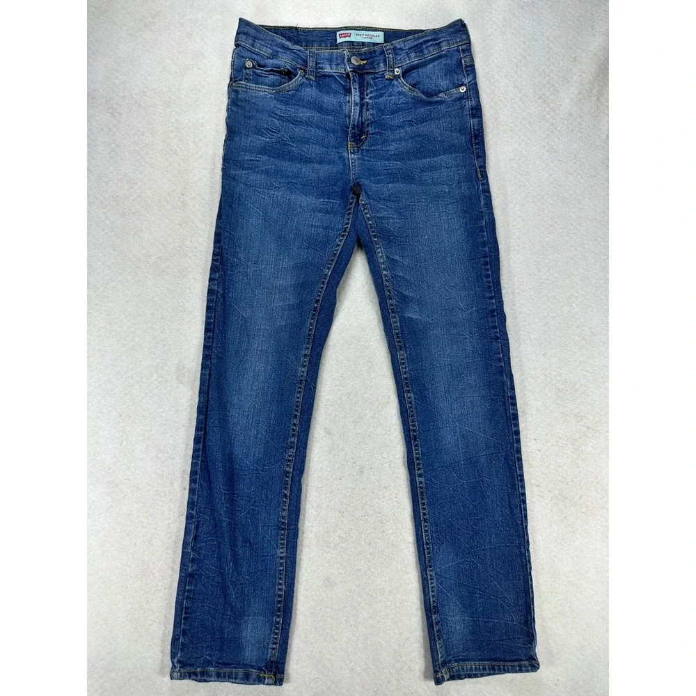Levis 502 Regular Taper Jeans Mens 28x30 Medium Wash Blue Denim
